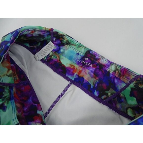 Lot of 2 Athleta Leggings Sz M Floral Workout Running Yoga Cropped Pocket‎ - Picture 7 of 8